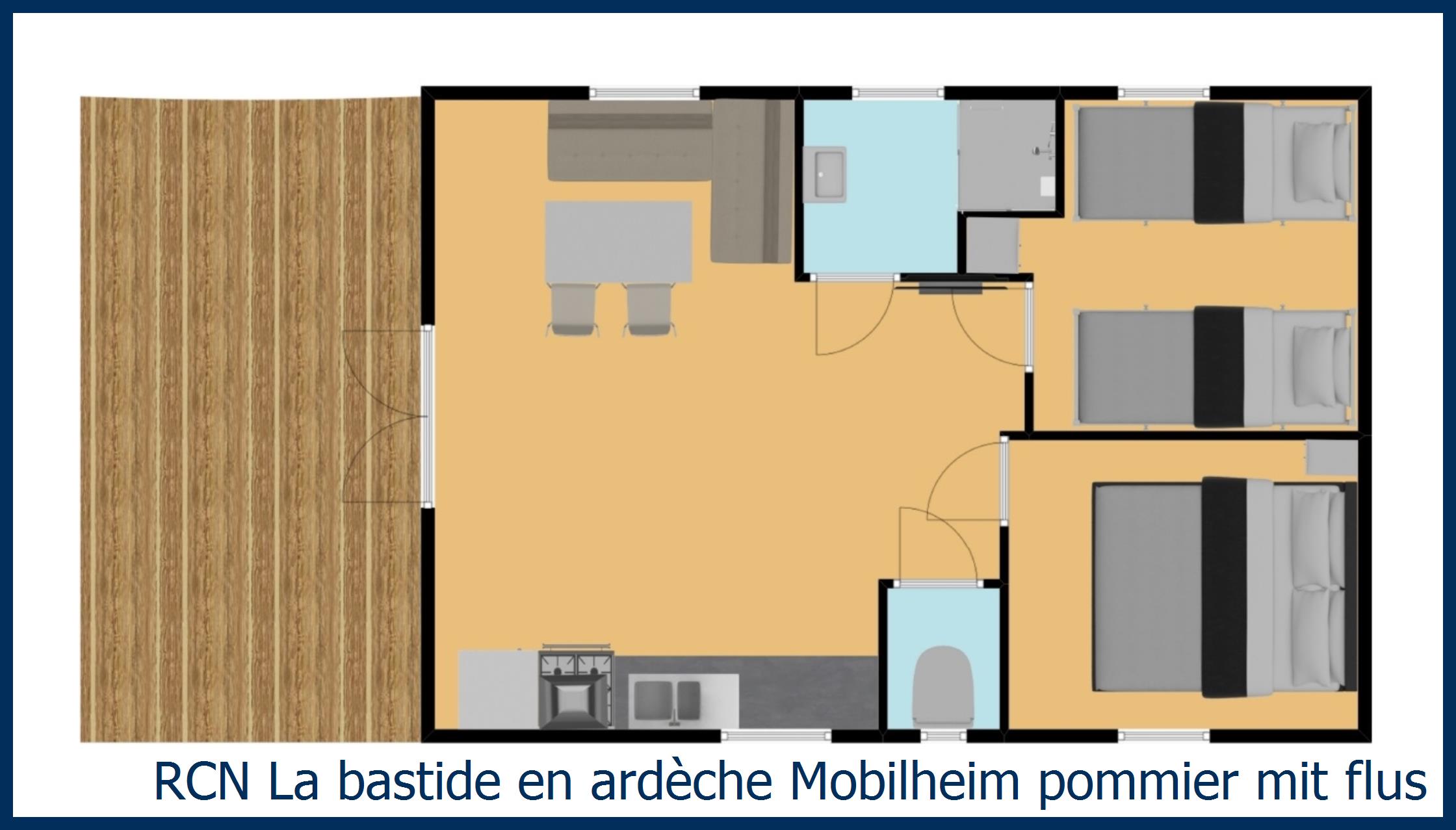 Kindermobilheim Mobilheim pommier mit flussansicht in La Bastide en Ardèche